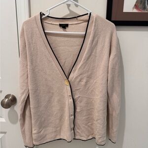 Ann Taylor Factory Cream Cardigan with Black Trim